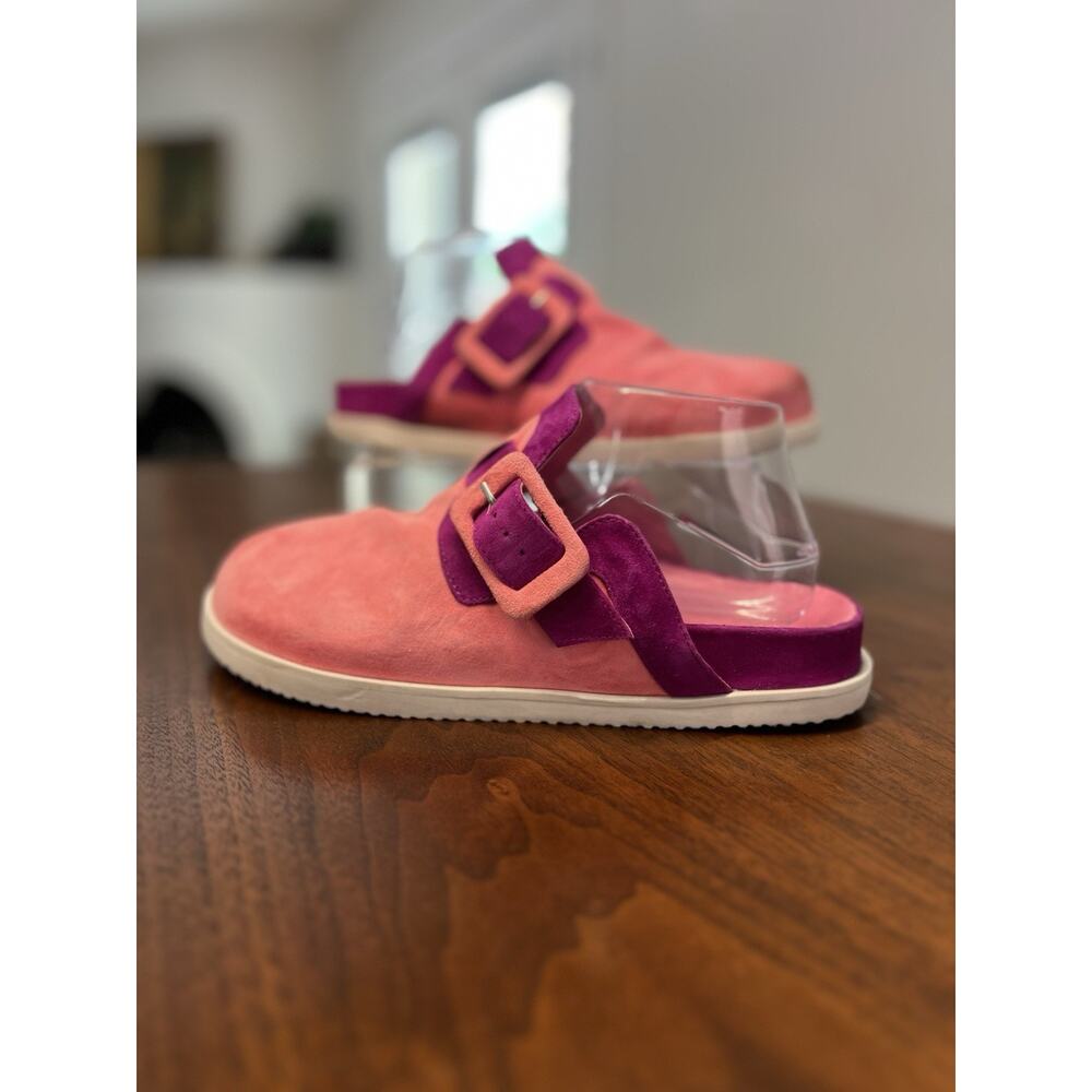 Charlotte Stone Porter Clogs Comfort Sandals Pink Purple Suede Size 9